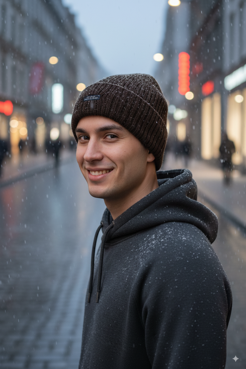 Erkek Kışlık Kalın Bere Pamuklu Katlamalı Stone Model Sıcak Tutar Esnek Rüzgar Geçirmez